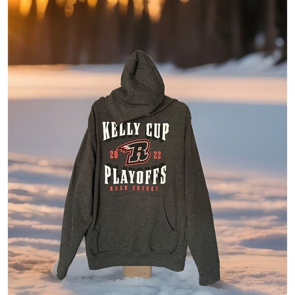 Rapid City RUSH  2022 Kelly Cup  Hockey Playoff-Dk Gray Hoodie,Adult Small - Picture 1 of 5